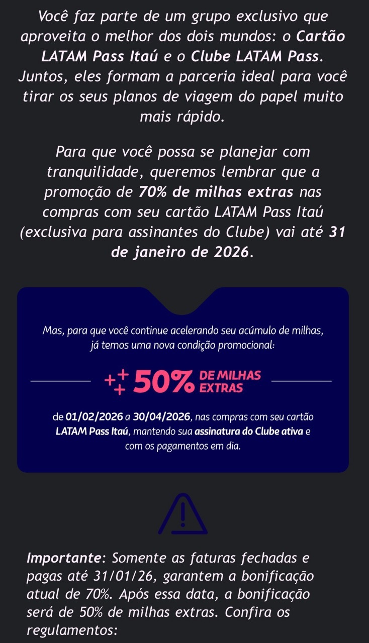 latam pass reduz bonus cartao clube jan26