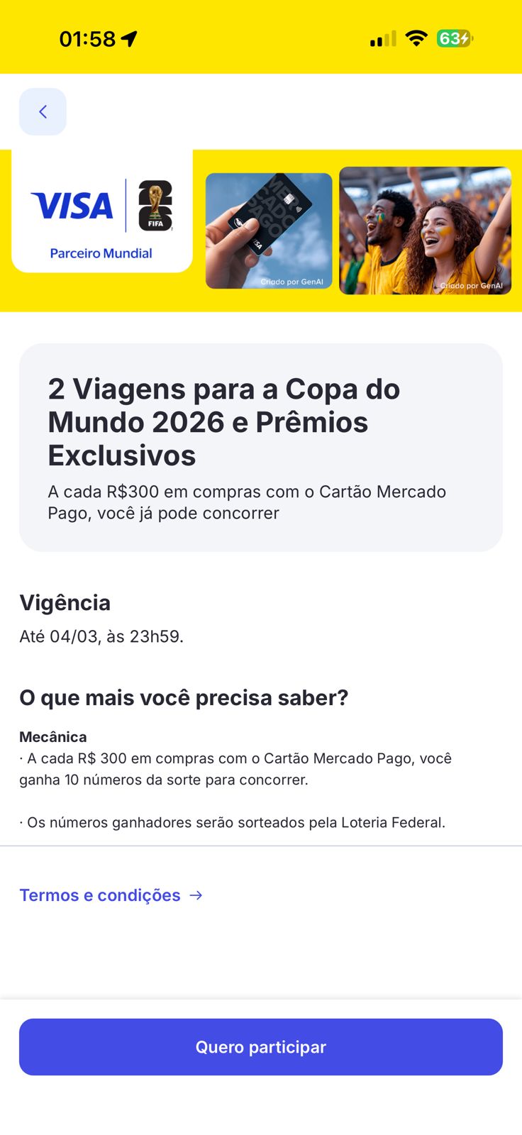 Promoção Mercado Pago e Visa