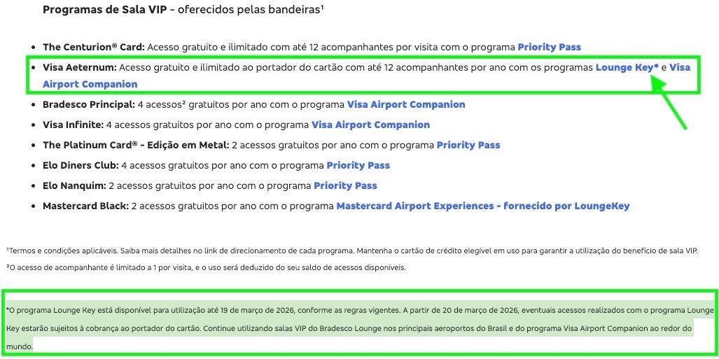 bradesco aeternum perde acessos loungekey fev26