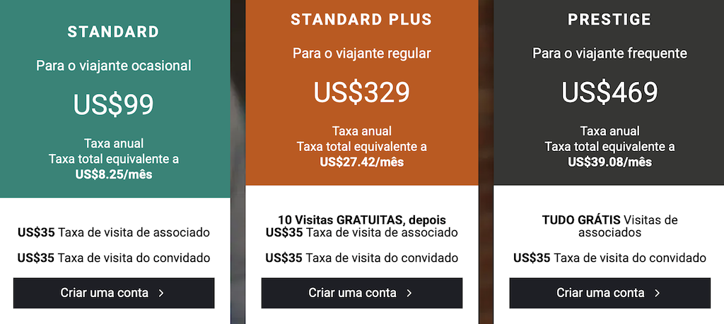 Planos de associação Priority Pass